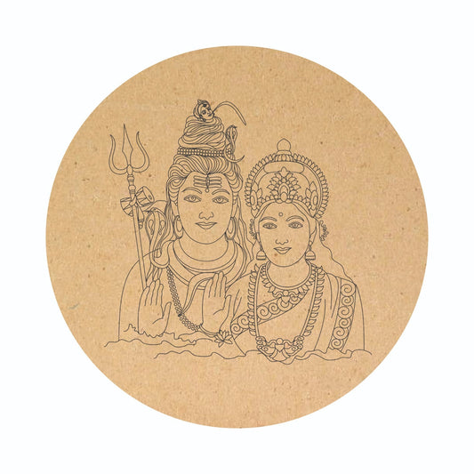 Shiva and Parvati Pre-Marked MDF Round