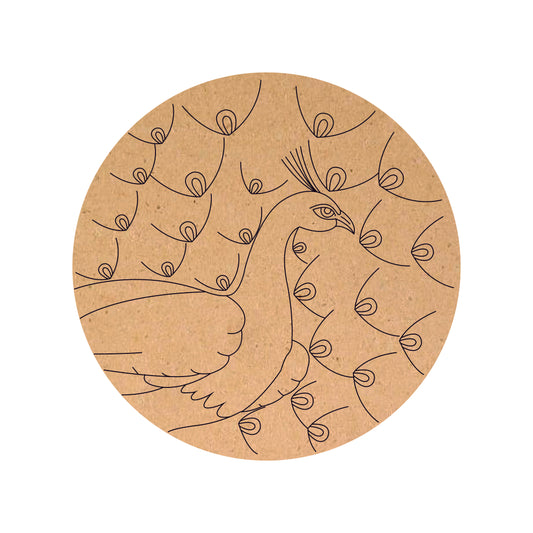 Custom MDF Peacock Pattern Round Base