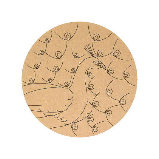 Peacock Line Art MDF Carf