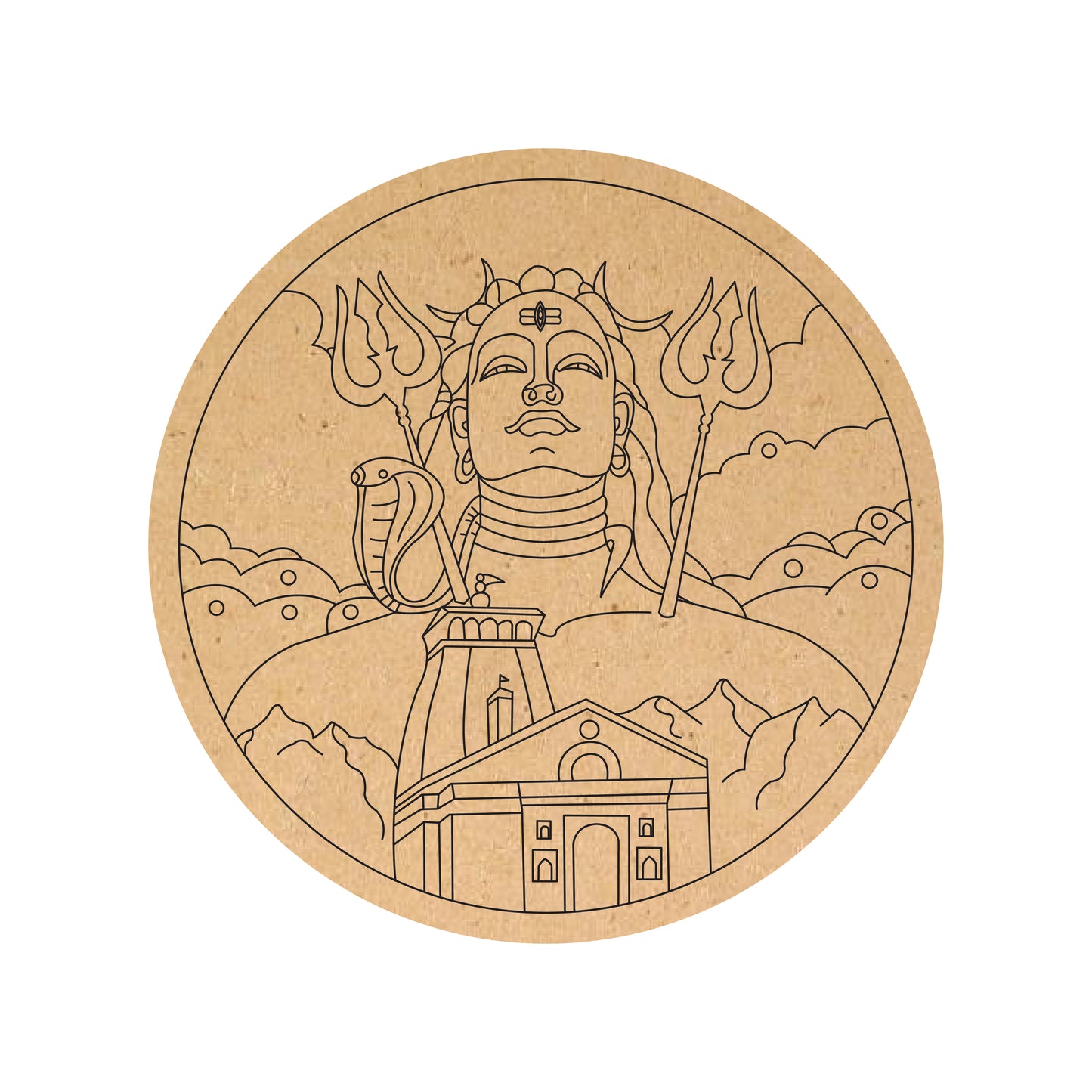 Lord Shiva Design Round MDF Board
