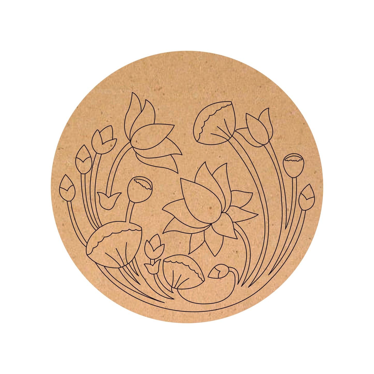 Round MDF Floral Panel for Home Décor
