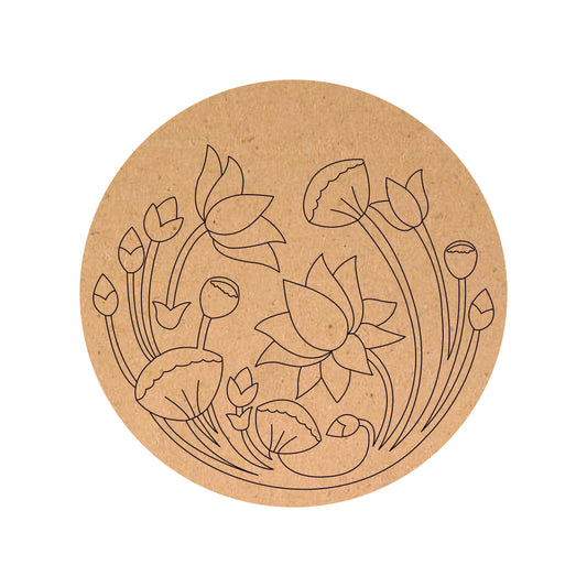 Round MDF Floral Panel for Home Décor