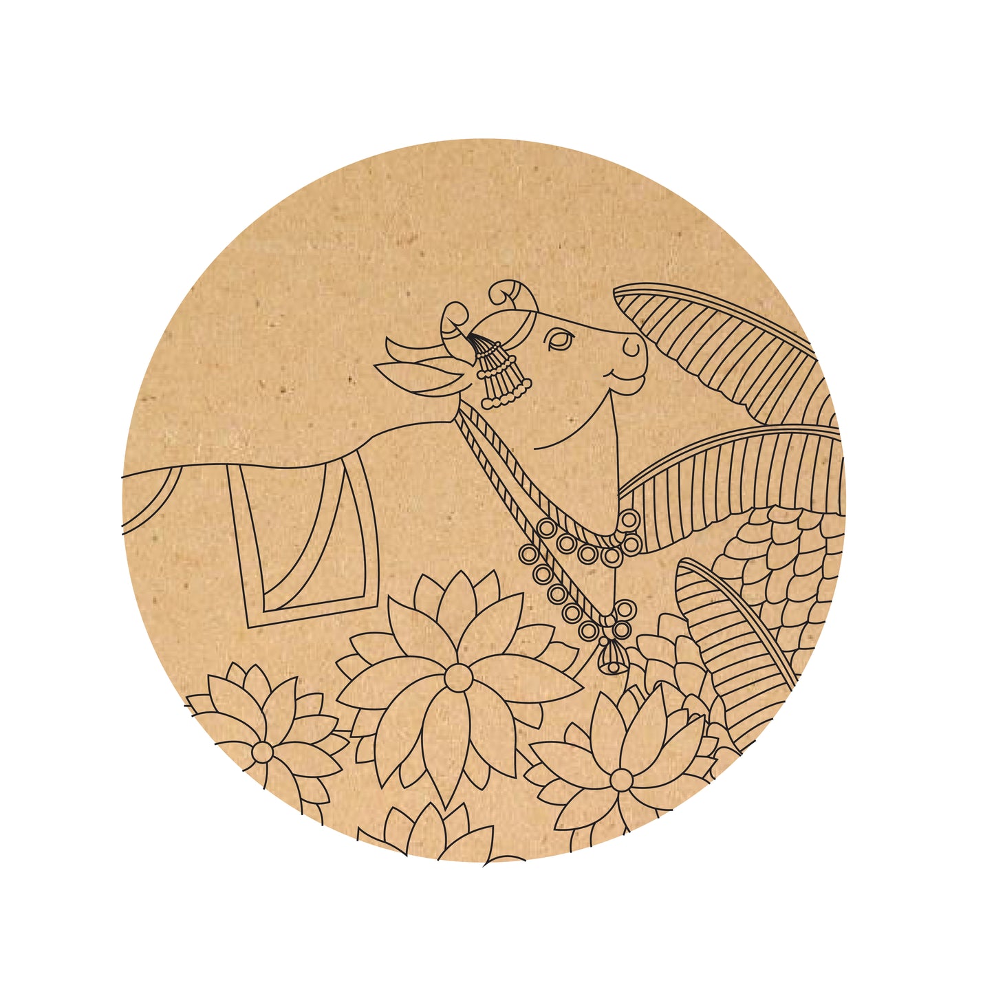 Pichwai cow with leaf motifs Mdf