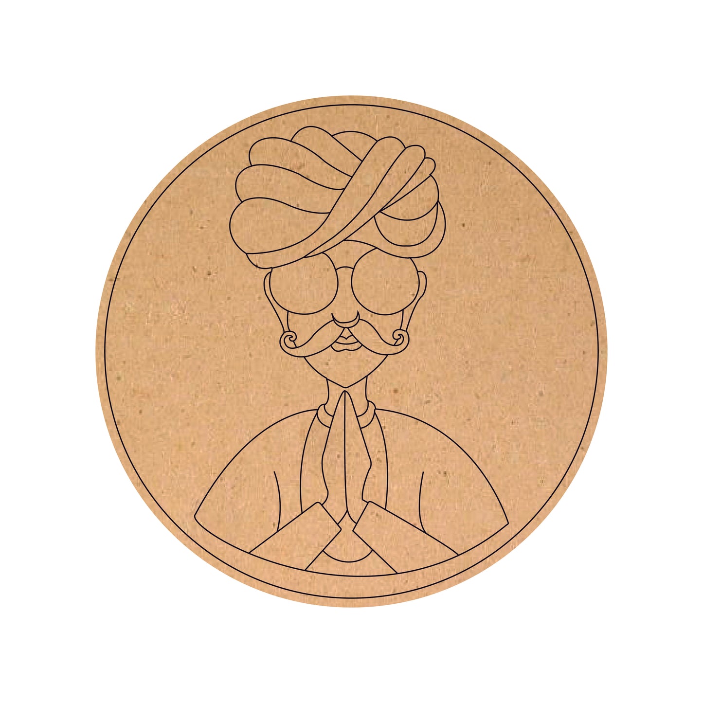 Rajasthani man Ram Ram Sa Round MDF