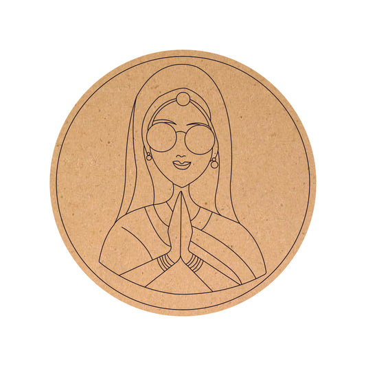 Rajasthani Women Khamma Ghani Sa Round MDF