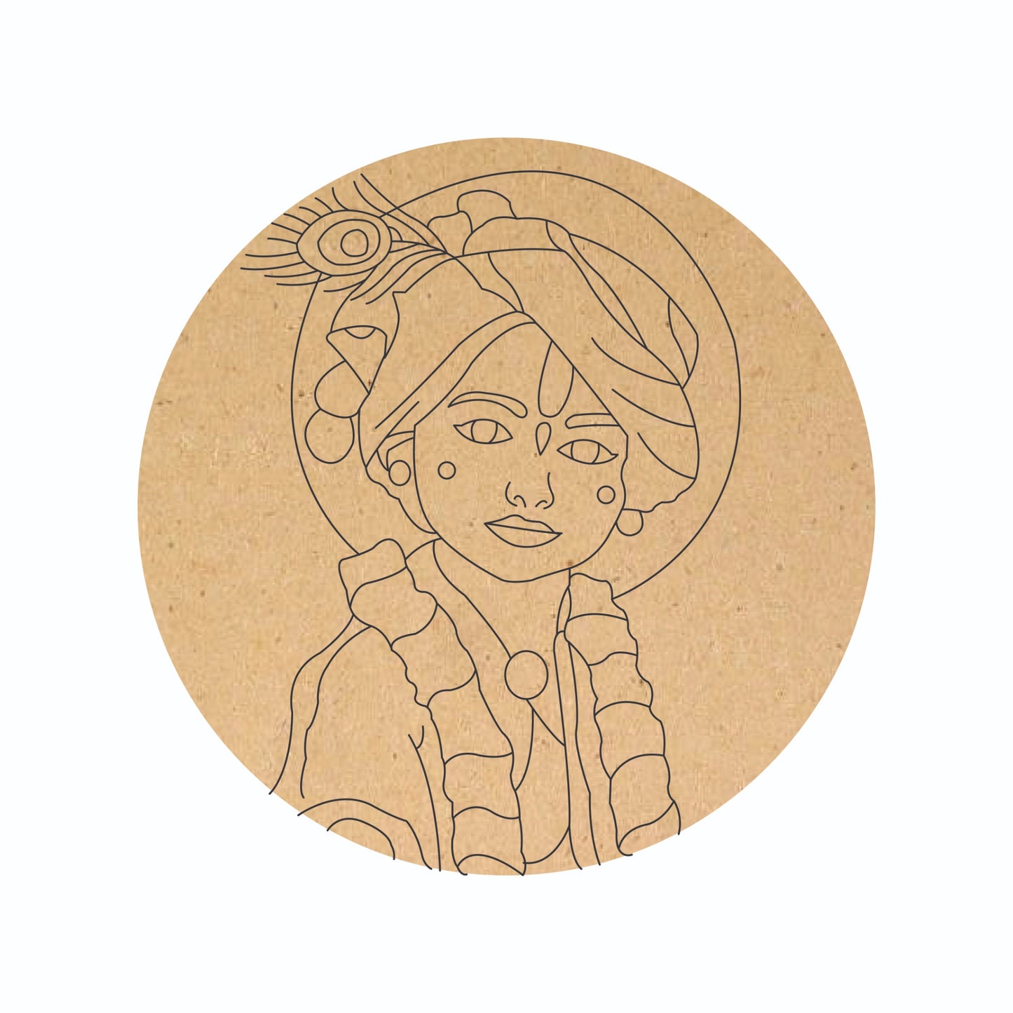 Laser-Cut Wooden Krishna Artwork