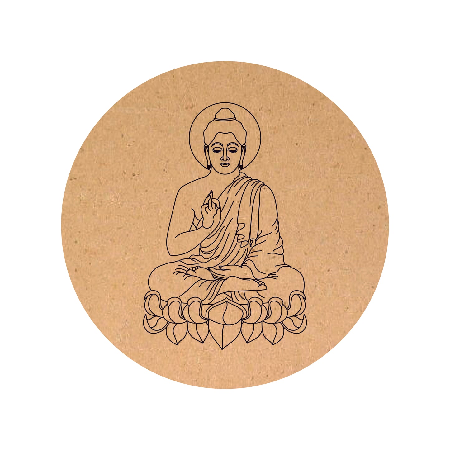 Meditating God Buddha Pre Marked MDF Round