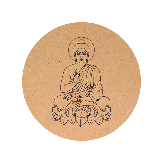 Meditating God Buddha Pre Marked MDF Round