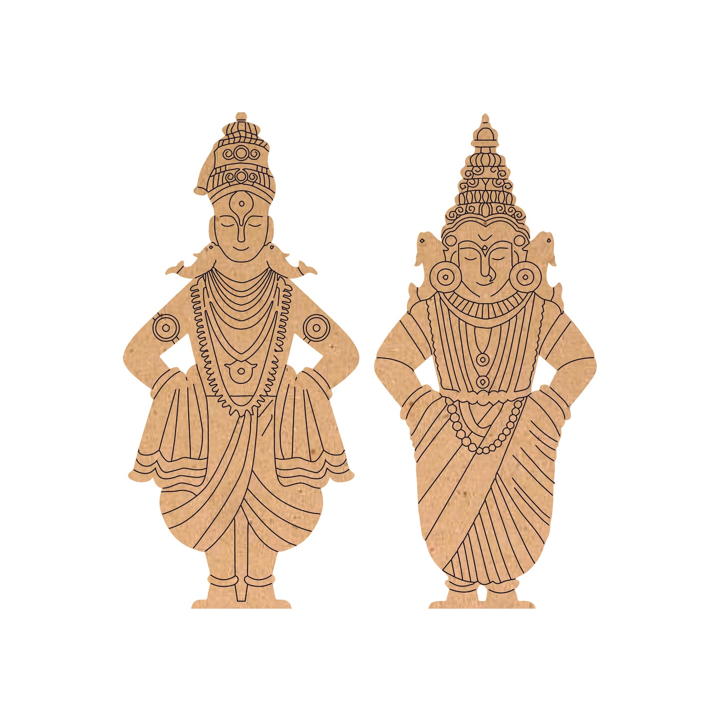 Lord Shree Vitthal and Rukmani pre-Marked MDF Cutout