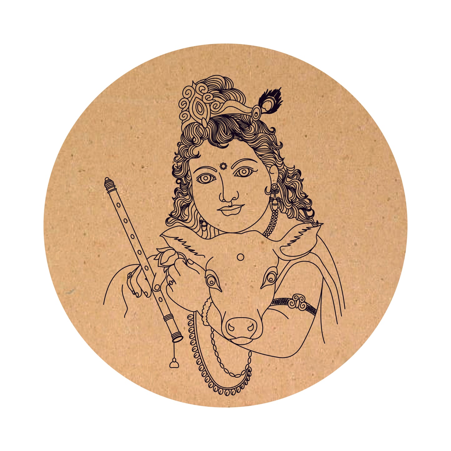 Baby Kishna WIth Cow Pre Marked MDF Round