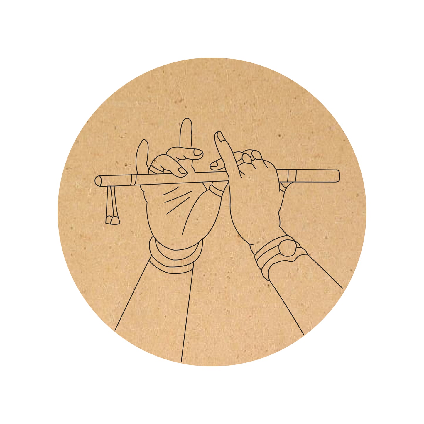 Minimalist Krishna Flute Hands MDF