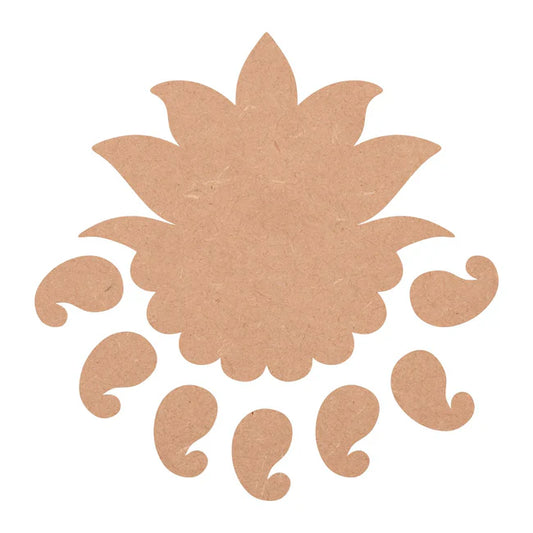 MDF Indian Peacock Lotus Circle Swastik Rangoli Base