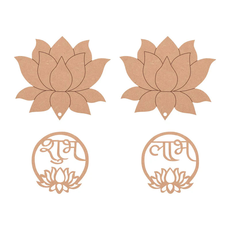 MDF Lotus Shubh Labh Premarked Cutouts