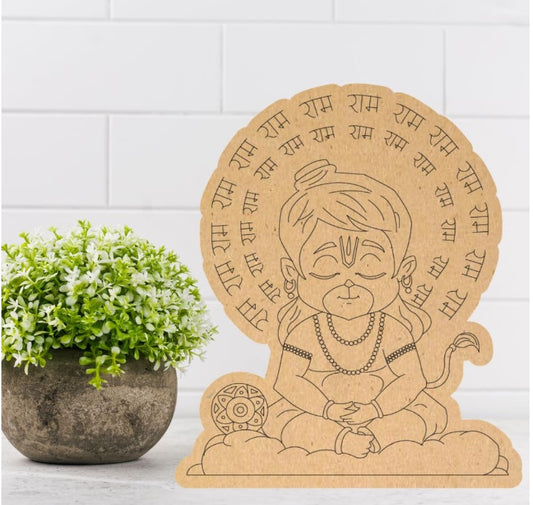 2 Pcs Bal Hanuman Ji Pre-Marked MDF Cutouts (6x6 Inch, 2mm) | Wooden Boards for Art & Craft | Painting, Resin, Mandala, Pyrography | DIY Decoration