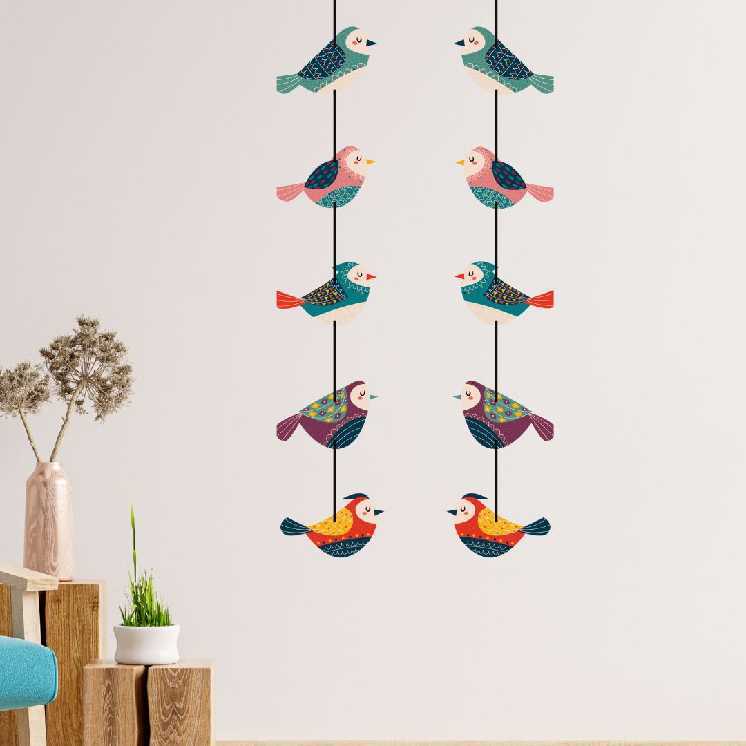 Beautiful Bird Printed on Wooden Hanging for Decoration