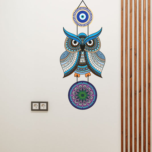 Wooden Wall Hanging for Home Decor(Ullu Owl Eye)