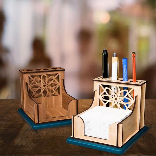 Elegant Wooden Napkin & Pen Holder