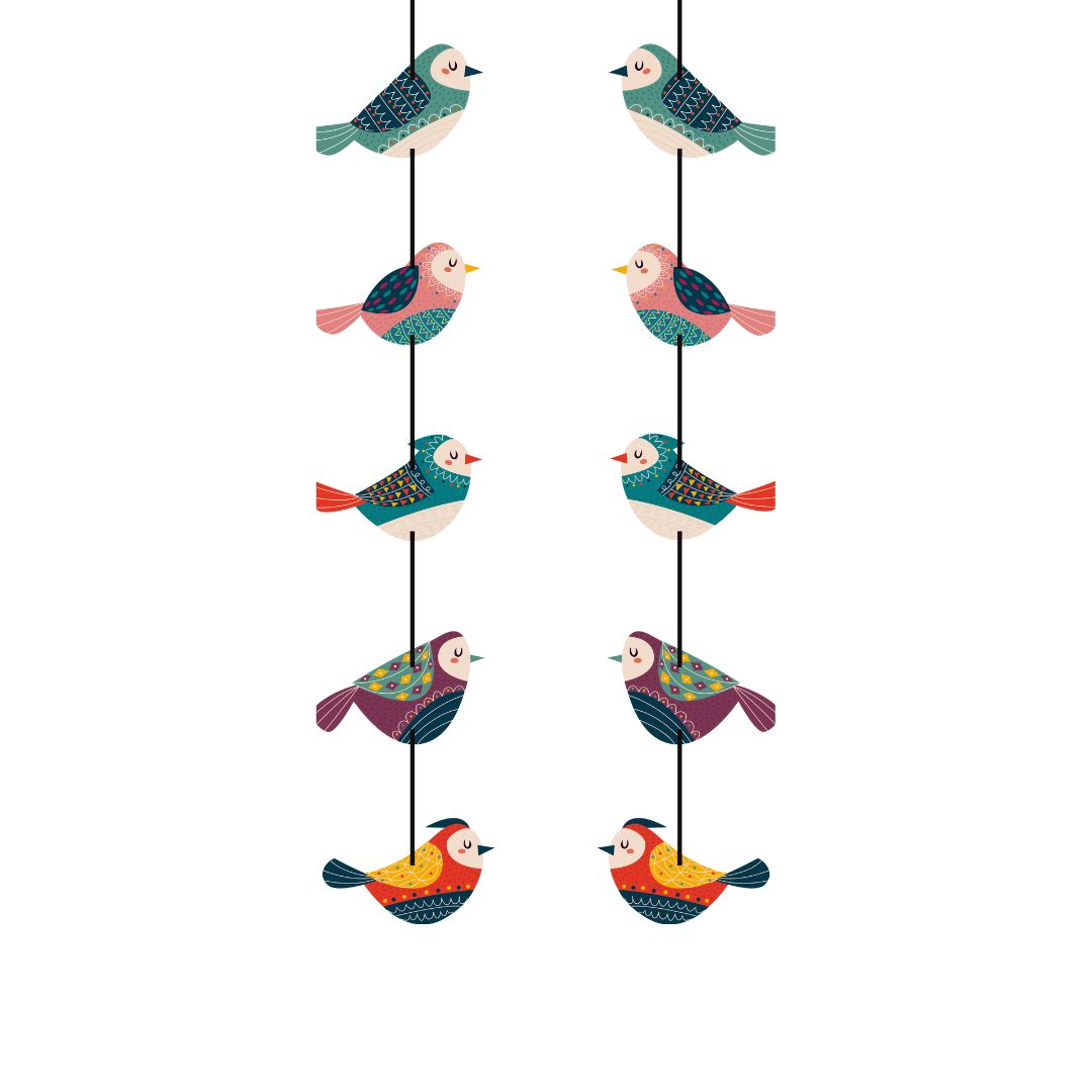 Beautiful Bird Printed on Wooden Hanging for Decoration